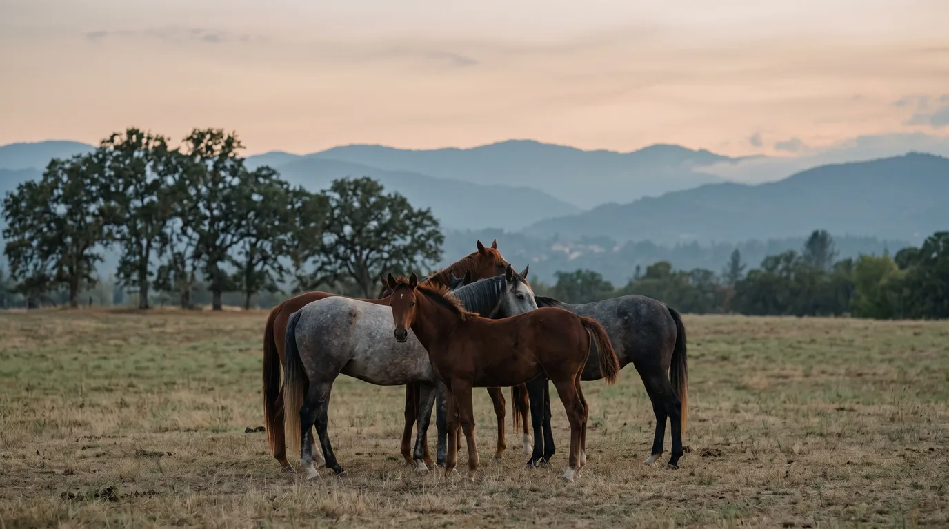 Chevaux en liberté, Domaine de Champburcy, Rhône